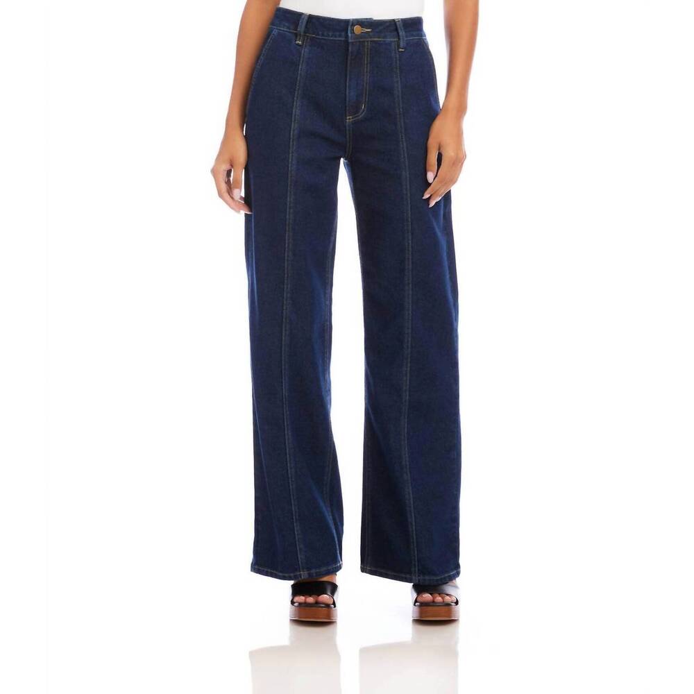 NEW KAREN KANE seam detail wide-leg jeans in indigo